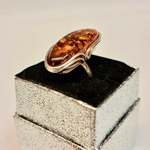 HWG-2319 Ring Rum Amber, Long Oval, Sterling Silver $80 at Hunter Wolff Gallery